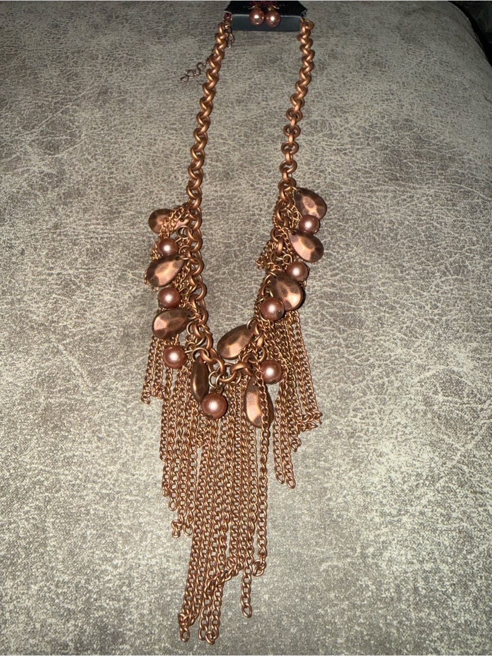 Copper Fringe Statement Necklace - Women Jewelry